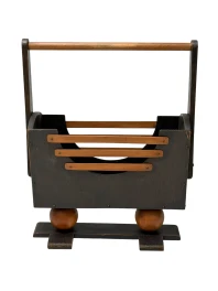 1930s Art Deco Magazine Rack, Black Lacquered Beech, Dutch Design